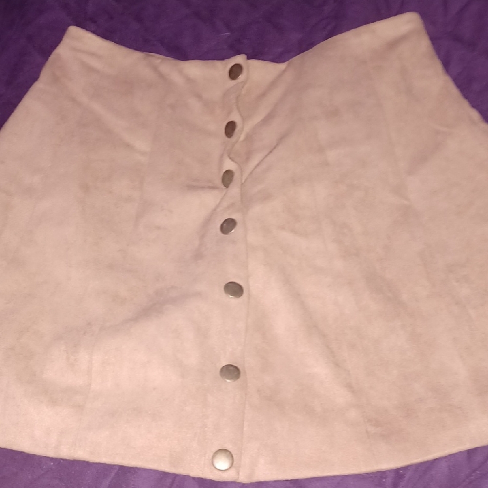 Altar'd State Cream Button-Up A-Line Skirt